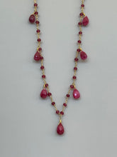 Load image into Gallery viewer, Ruby Teardrop Necklace in Gold