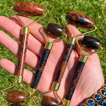 Load image into Gallery viewer, Radiant Glow: Rose Quartz and Mahogany Obsidian Face Rollers