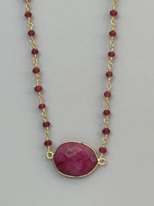 Crimson Elegance - Summer Ruby Necklace in Gold