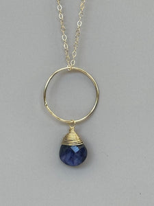 Circle of Sophistication - Sapphire Pendant Necklace