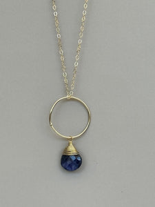 Circle of Sophistication - Sapphire Pendant Necklace