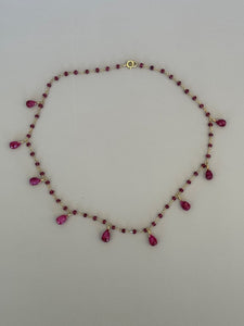 Ruby Teardrop Necklace in Gold