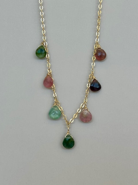 Garden of Gems Multi-Colored Stone Necklace in Gold