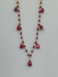 Ruby Teardrop Necklace in Gold