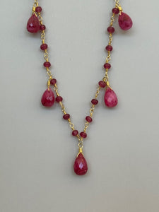 Ruby Teardrop Necklace in Gold