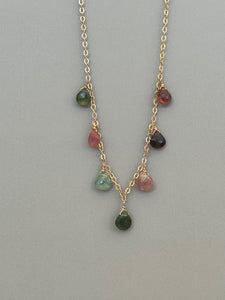 Garden of Gems Multi-Colored Stone Necklace in Gold