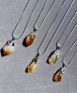 Sun-Kissed Elegance: Natural Raw Citrine Pendant Necklace