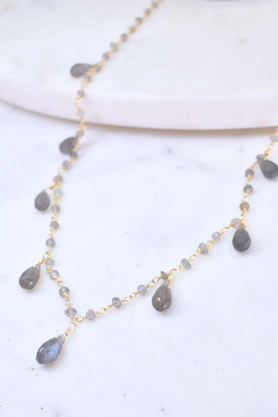 Gold Vermeil Labradorite Teardrop Necklace