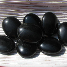 Load image into Gallery viewer, Mystic Shadow: Black Obsidian Palm Stones
