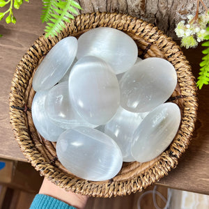 Lunar Clarity: Selenite Palm Stones