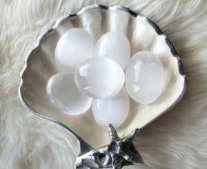 Lunar Clarity: Selenite Palm Stones