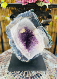 Natural Amethyst Geode Cave (with stand)