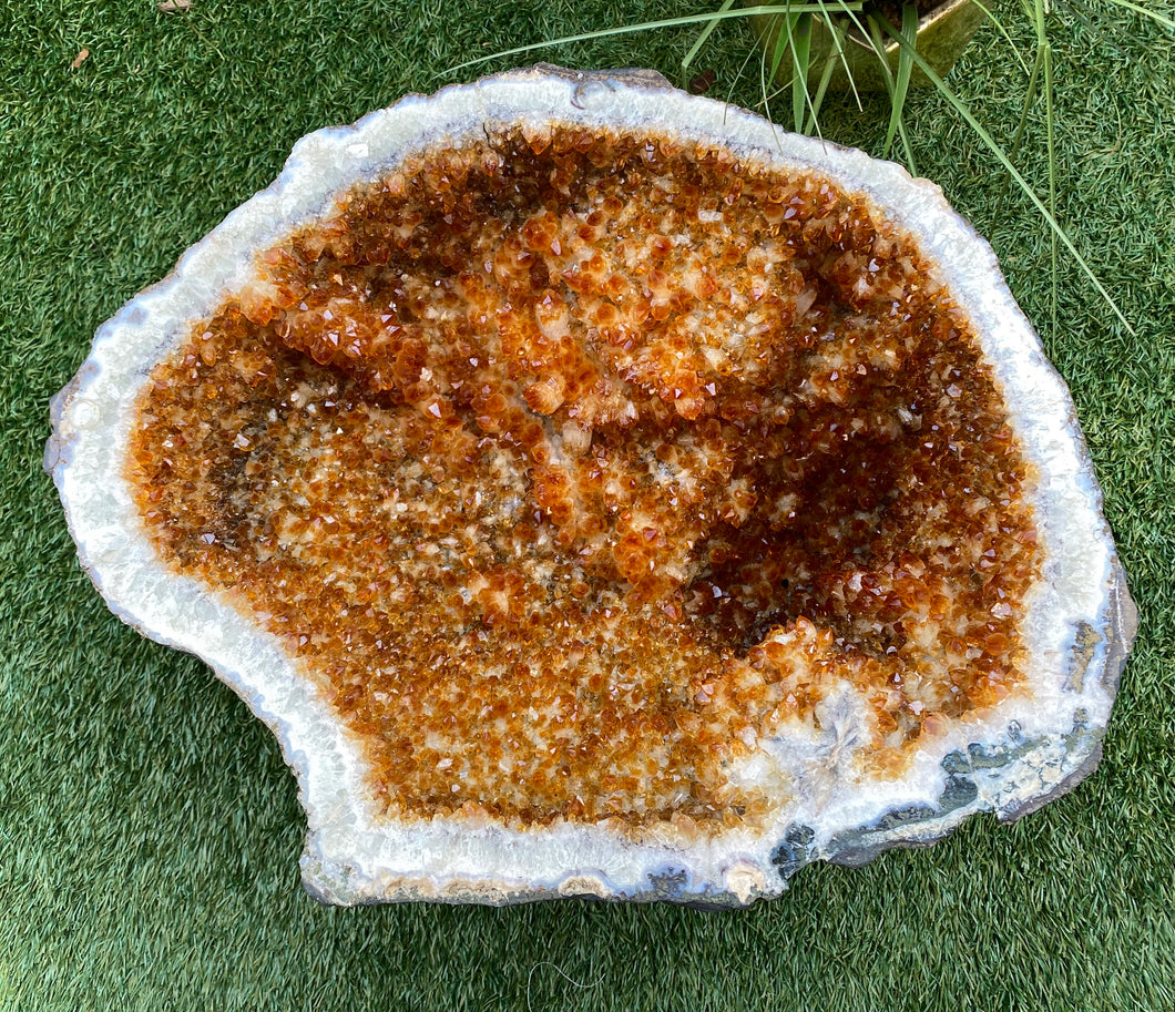 Luxurious Citrine Geode Table with Glass Top